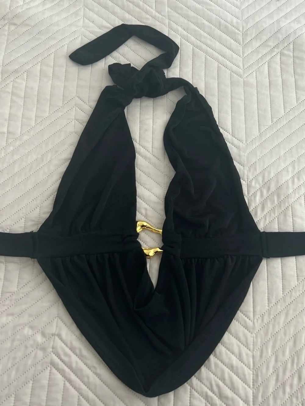 Black Halter Crop Top - Picture 3 of 3